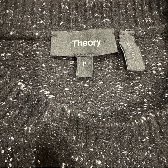 Theory Black Merino Wool/Alpaca Tweed Crew Neck Sweater size P (XS or S) - Picture 3 of 5